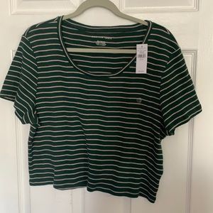 American Eagle stripped cropped tee